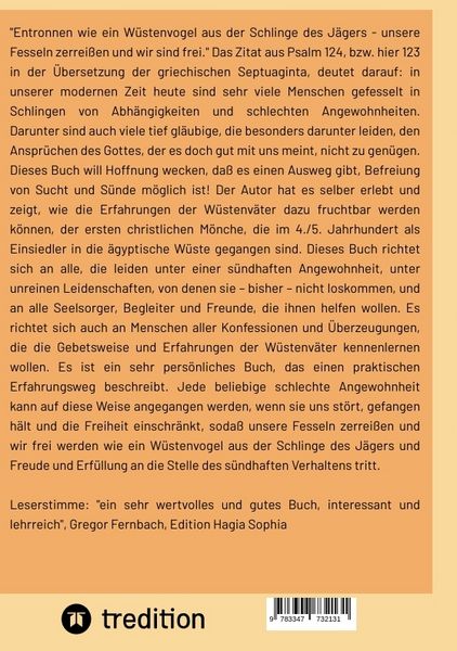 Produktbild: Entronnen wie ein W&uuml;stenvogel der Schlinge des J&auml;gers
