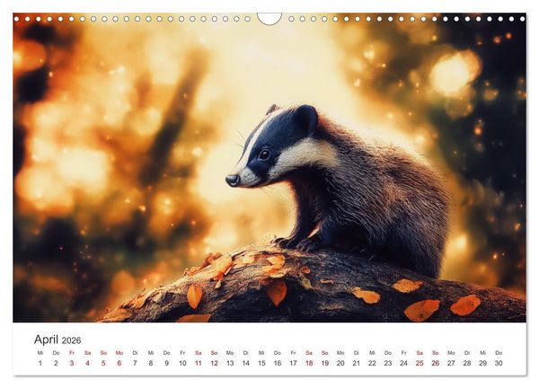 Produktbild: Stur, stark, sympathisch - Der Dachs - Kalender (Wandkalender 2026 DIN A3 quer), CALVENDO Monatskalender