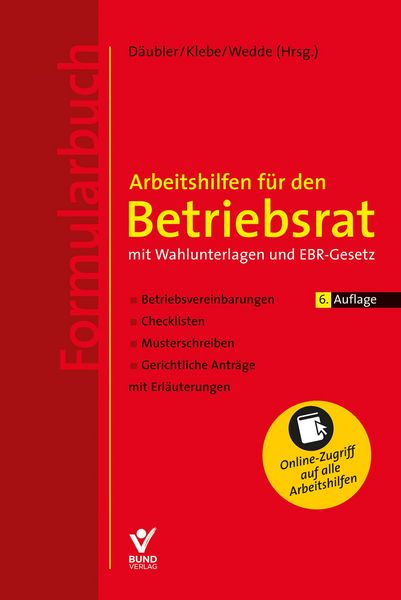 Produktbild: Arbeitshilfen f&uuml;r den Betriebsrat - mit Wahlunterlagen und EBR-Gesetz (Formularbuch)