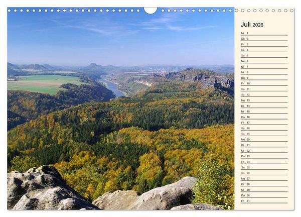 Produktbild: Elbsandsteingebirge (Wandkalender 2026 DIN A3 quer), CALVENDO Monatskalender