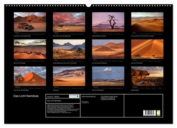 Produktbild: Das Licht Namibias (Wandkalender 2026 DIN A2 quer), CALVENDO Monatskalender