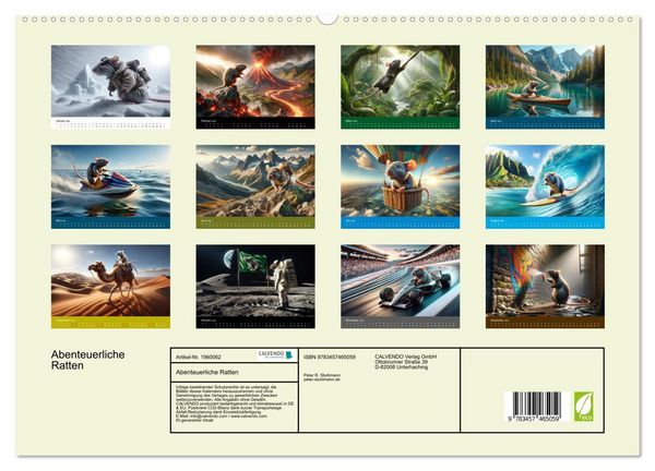 Produktbild: Abenteuerliche Ratten (hochwertiger Premium Wandkalender 2026 DIN A2 quer), Kunstdruck in Hochglanz