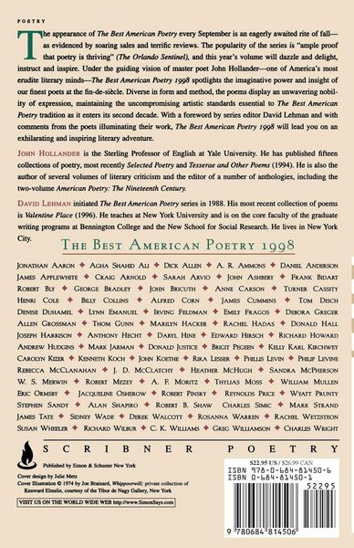 Produktbild: The Best American Poetry 1998