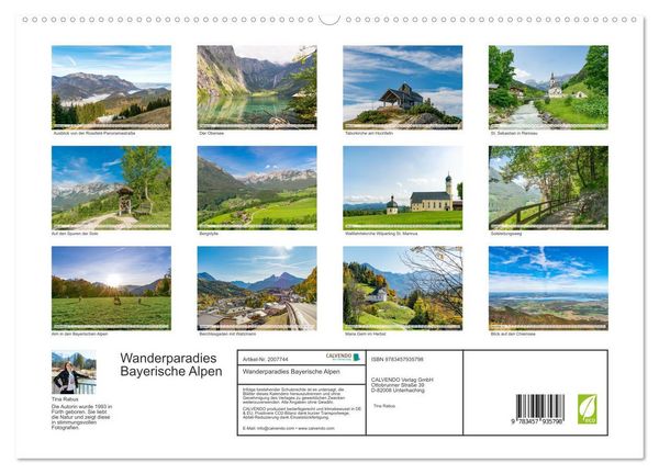 Produktbild: Wanderparadies Bayerische Alpen (Wandkalender 2026 DIN A2 quer), CALVENDO Monatskalender