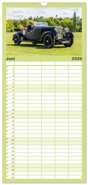 Produktbild: Familienplaner 2026 - Historischer Rennsport - vom Feinsten mit 5 Spalten (Wandkalender, 21 x 45 cm) CALVENDO