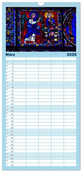 Produktbild: Familienplaner 2026 - Bilder aus Licht - Notre Dame de Chartres mit 5 Spalten (Wandkalender, 21 x 45 cm) CALVENDO