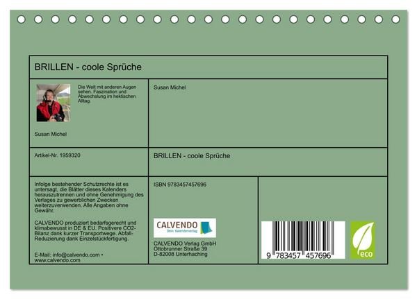 Produktbild: BRILLEN - coole Spr&uuml;che (Tischkalender 2026 DIN A5 quer), CALVENDO Monatskalender