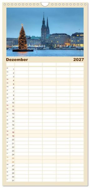Produktbild: Familienplaner 2027 - Hamburg mit 5 Spalten (Wandkalender, 21 x 45 cm) CALVENDO