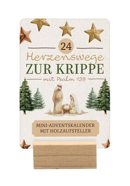 Produktbild: 24 Herzenswege zur Krippe mit Psalm 139 - Mini-Adventskalender