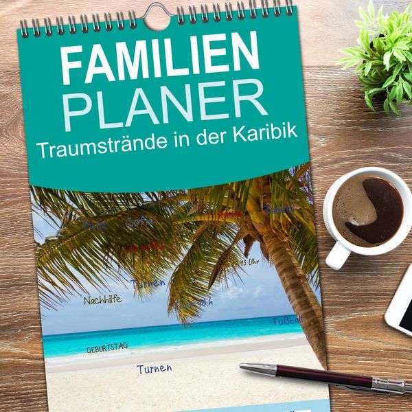 Produktbild: Familienplaner 2026 - Traumstr&auml;nde in der Karibik mit 5 Spalten (Wandkalender, 21 x 45 cm) CALVENDO