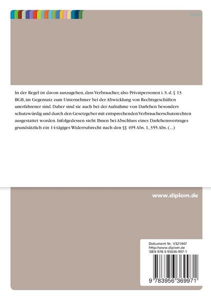 Produktbild: Widerrufsrecht bei Verbraucherdarlehensvertr&auml;gen