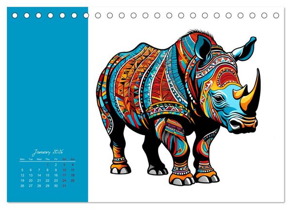 Produktbild: Tribal animals (Desk Calendar 2026 DIN A5 landscape), CALVENDO 12 Month DeskCalendar