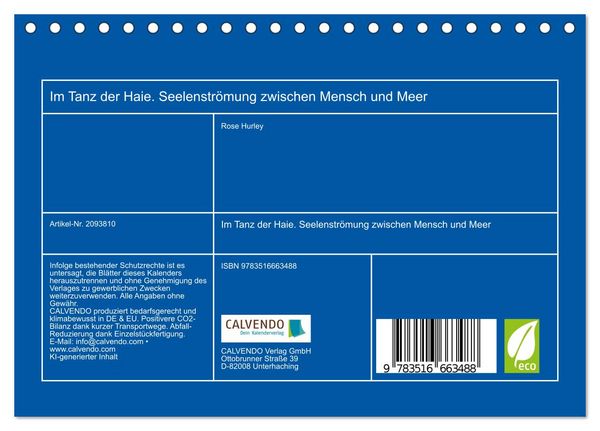 Produktbild: Im Tanz der Haie. Seelenstr&ouml;mung zwischen Mensch und Meer (Tischkalender 2026 DIN A5 quer), CALVENDO Monatskalender