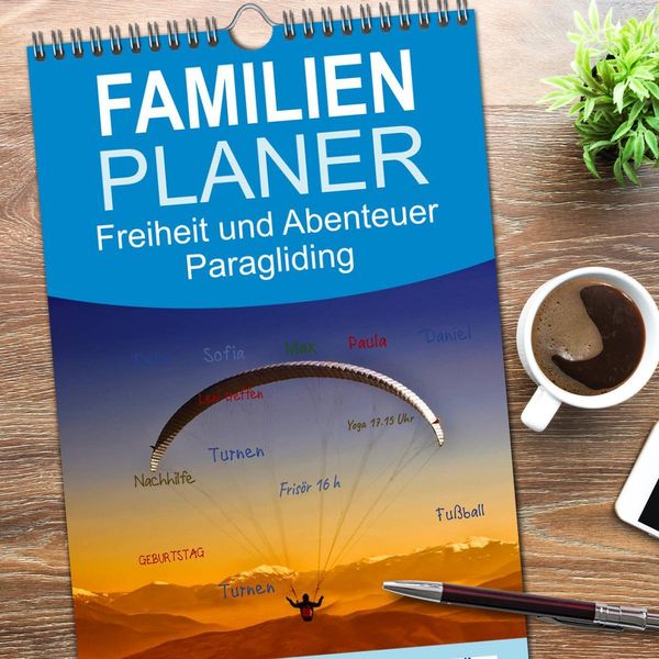 Produktbild: Familienplaner 2026 - Freiheit und Abenteuer - Paragliding mit 5 Spalten (Wandkalender, 21 x 45 cm) CALVENDO