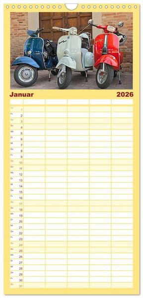 Produktbild: Familienplaner 2026 - Vespa Liebe mit 5 Spalten (Wandkalender, 21 x 45 cm) CALVENDO