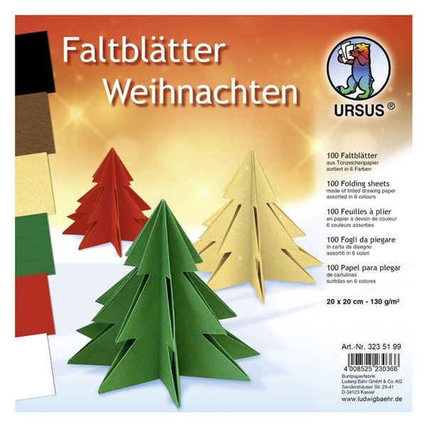 URSUS Faltblätter Faltblätter, Weihnachten(130 g/m², 20 x 20 cm)