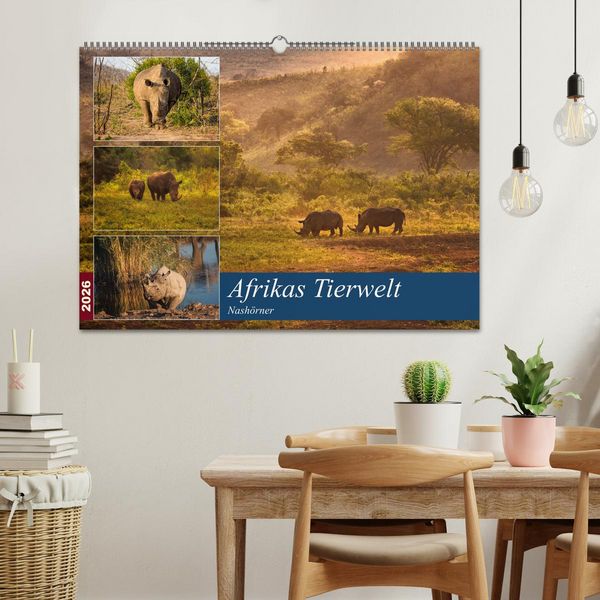 Produktbild: Afrikas Tierwelt: Nash&ouml;rner (Wandkalender 2026 DIN A2 quer), CALVENDO Monatskalender