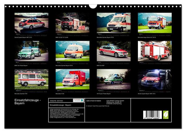 Produktbild: Einsatzfahrzeuge - Bayern (Wandkalender 2026 DIN A3 quer), CALVENDO Monatskalender