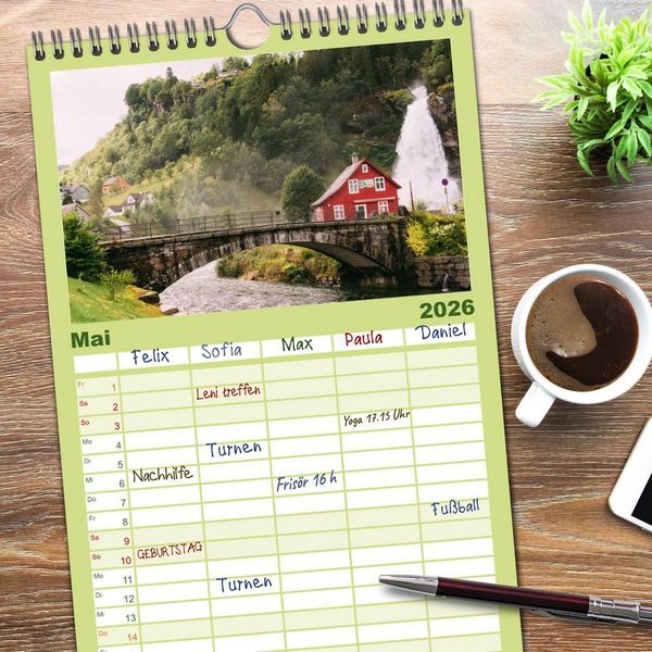 Produktbild: Familienplaner 2026 - Norwegen - Das wundersch&ouml;ne Land im Norden. mit 5 Spalten (Wandkalender, 21 x 45 cm) CALVENDO