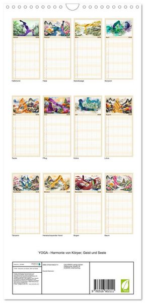 Produktbild: Familienplaner 2026 - YOGA - Harmonie von K&ouml;rper, Geist und Seele mit 5 Spalten (Wandkalender, 21 x 45 cm) CALVENDO