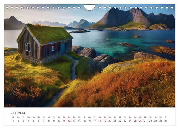 Produktbild: H&uuml;ttenzauber - Ein visueller Streifzug durch Norwegens Wildnis (Wandkalender 2026 DIN A4 quer), CALVENDO Monatskalender