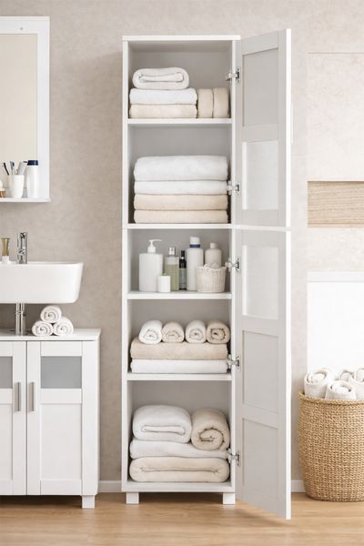 Produktbild: Holz Badm&ouml;bel Badschrank Hochschrank Nilari