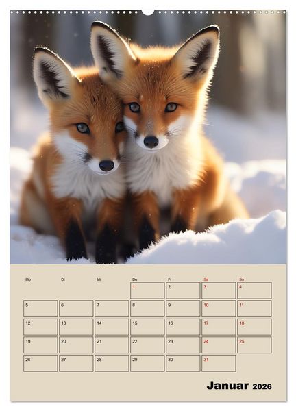 Produktbild: Tierkinder im Zauberwald (hochwertiger Premium Wandkalender 2026 DIN A2 hoch), Kunstdruck in Hochglanz
