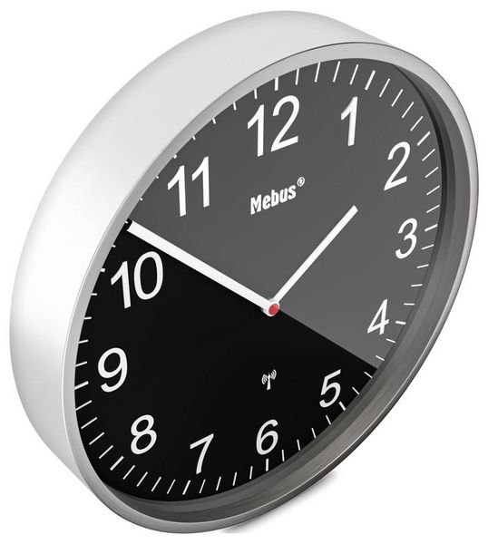 Produktbild: Mebus 19578 Funk Wanduhr 30cm Silber Leisegang-Uhrwerk