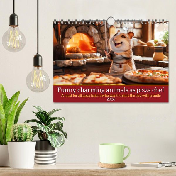 Produktbild: Funny charming animals as pizza chef (Wall Calendar 2026 DIN A4 landscape), CALVENDO 12 Month Wall Calendar