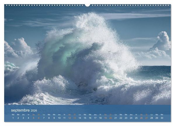 Produktbild: Temp&ecirc;tes c&ocirc;ti&egrave;res - La puissance brute des vagues (Calendrier mural 2026 DIN A2 vertical) calendrier de bureau