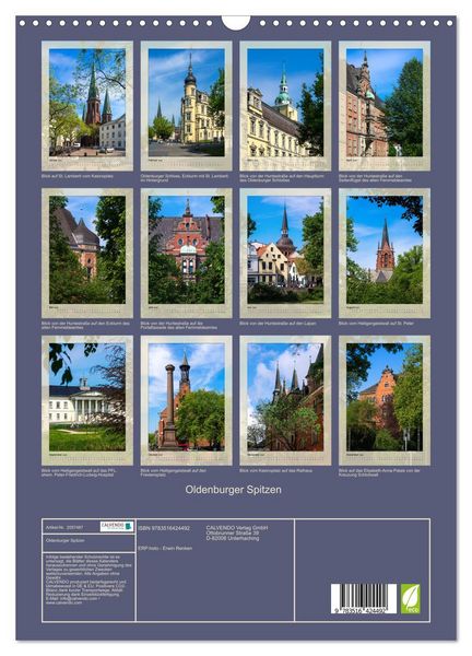 Produktbild: Oldenburger Spitzen (Wandkalender 2026 DIN A3 hoch), CALVENDO Monatskalender