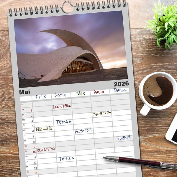 Produktbild: Familienplaner 2026 - Die stille Magie der Insel Teneriffa mit 5 Spalten (Wandkalender, 21 x 45 cm) CALVENDO