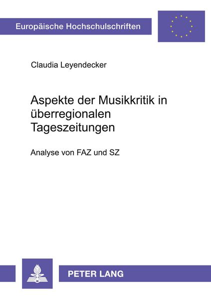 Produktbild: Aspekte der Musikkritik in &uuml;berregionalen Tageszeitungen