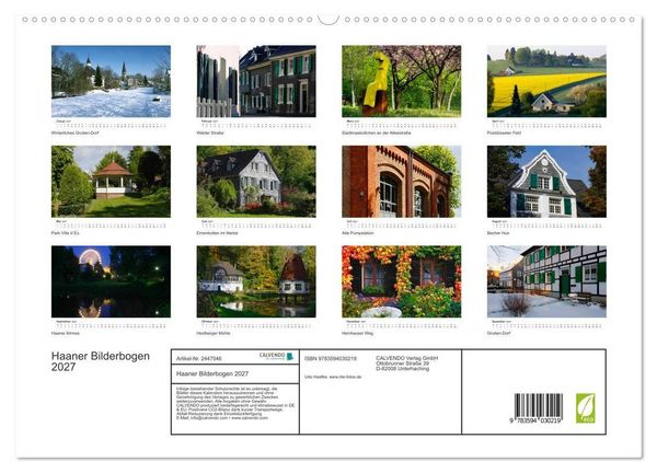Produktbild: Haaner Bilderbogen 2027 (hochwertiger Premium Wandkalender 2027 DIN A2 quer), Kunstdruck in Hochglanz