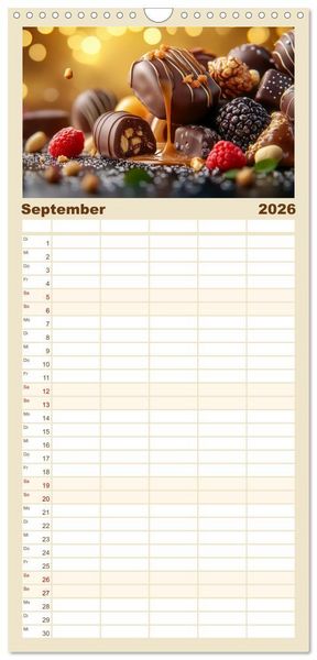 Produktbild: Familienplaner 2026 - Sch&auml;tze der Confiserie Kunst mit 5 Spalten (Wandkalender, 21 x 45 cm) CALVENDO