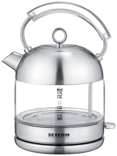 Severin WK 3459 Wasserkocher schnurlos, BPA-frei Edelstahl Fassungsvermögen: 1.7l