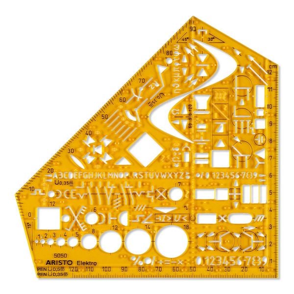 Produktbild: ARISTO Schablone Schulwinkel Elektro Format 155 x 155 mm, Tuschenoppen
