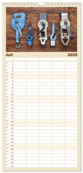 Produktbild: Familienplaner 2026 - K&uuml;chenutensilien mit 5 Spalten (Wandkalender, 21 x 45 cm) CALVENDO