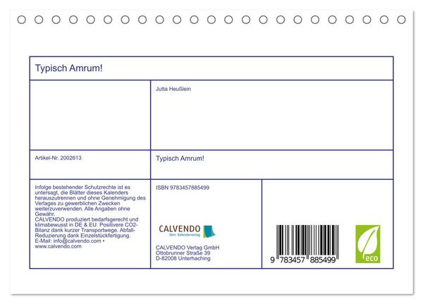 Produktbild: Typisch Amrum! (Tischkalender 2026 DIN A5 quer), CALVENDO Monatskalender