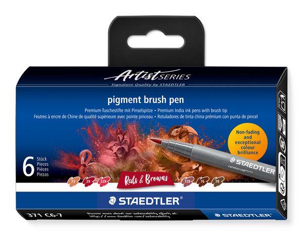 Produktbild: STAEDTLER pigment brush pen Reds&Browns, Pinselspitze, 6er Set
