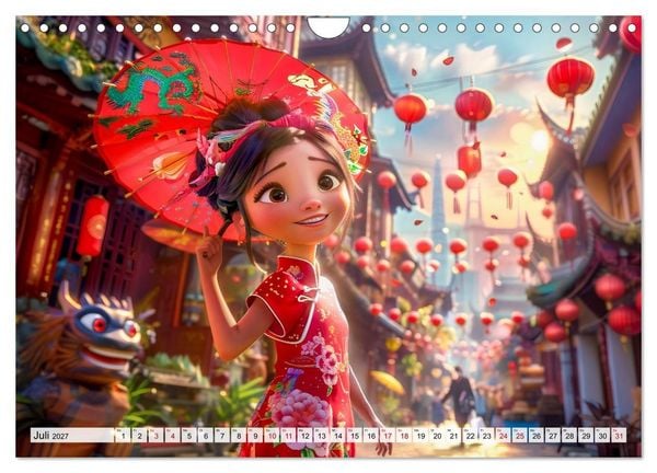 Produktbild: Chinesische Fantasy - Szenen inspiriert von Anime und Tradition (Wandkalender 2027 DIN A4 quer), CALVENDO Monatskalender