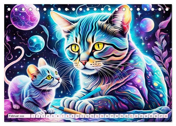 Produktbild: Katzen Schnurrige K&uuml;nstler (Tischkalender 2026 DIN A5 quer), CALVENDO Monatskalender