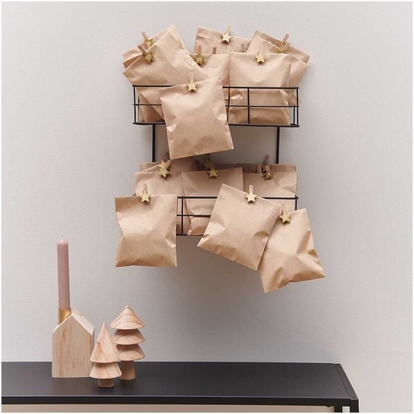 Produktbild: Adventskalender Clips mit Stern, Holz, gold