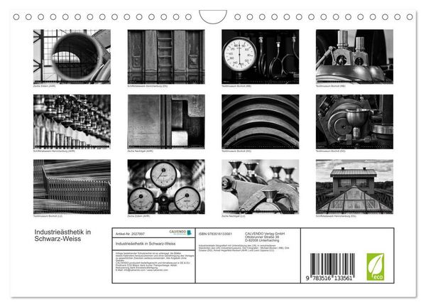Produktbild: Industrie&auml;sthetik in Schwarz-Weiss (Wandkalender 2026 DIN A4 quer), CALVENDO Monatskalender