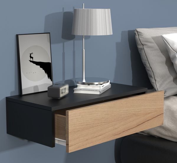 Produktbild: Holz Wandschublade Wand H&auml;nge Nachttisch Usal M60