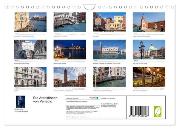 Produktbild: Die Attraktionen von Venedig (Wandkalender 2026 DIN A4 quer), CALVENDO Monatskalender