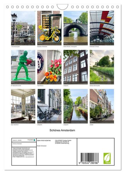 Produktbild: Sch&ouml;nes Amsterdam (Wandkalender 2026 DIN A4 hoch), CALVENDO Monatskalender