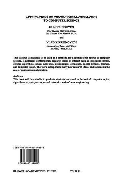 Produktbild: Applications of Continuous Mathematics to Computer Science