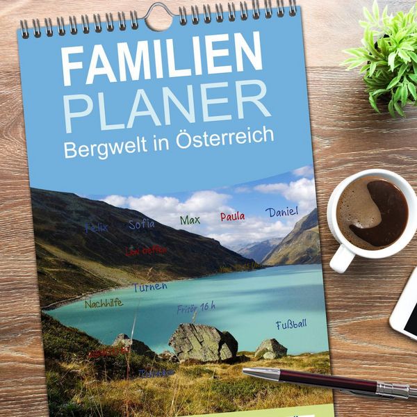 Produktbild: Familienplaner 2026 - Bergwelt in &Ouml;sterreich mit 5 Spalten (Wandkalender, 21 x 45 cm) CALVENDO