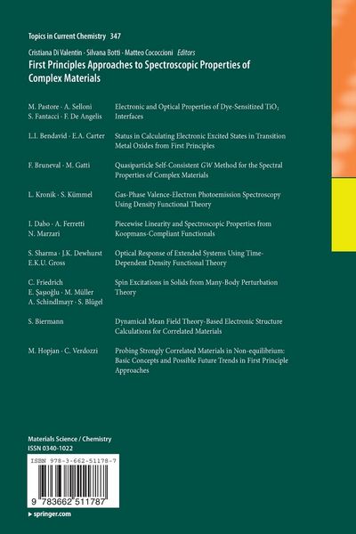 Produktbild: First Principles Approaches to Spectroscopic Properties of Complex Materials